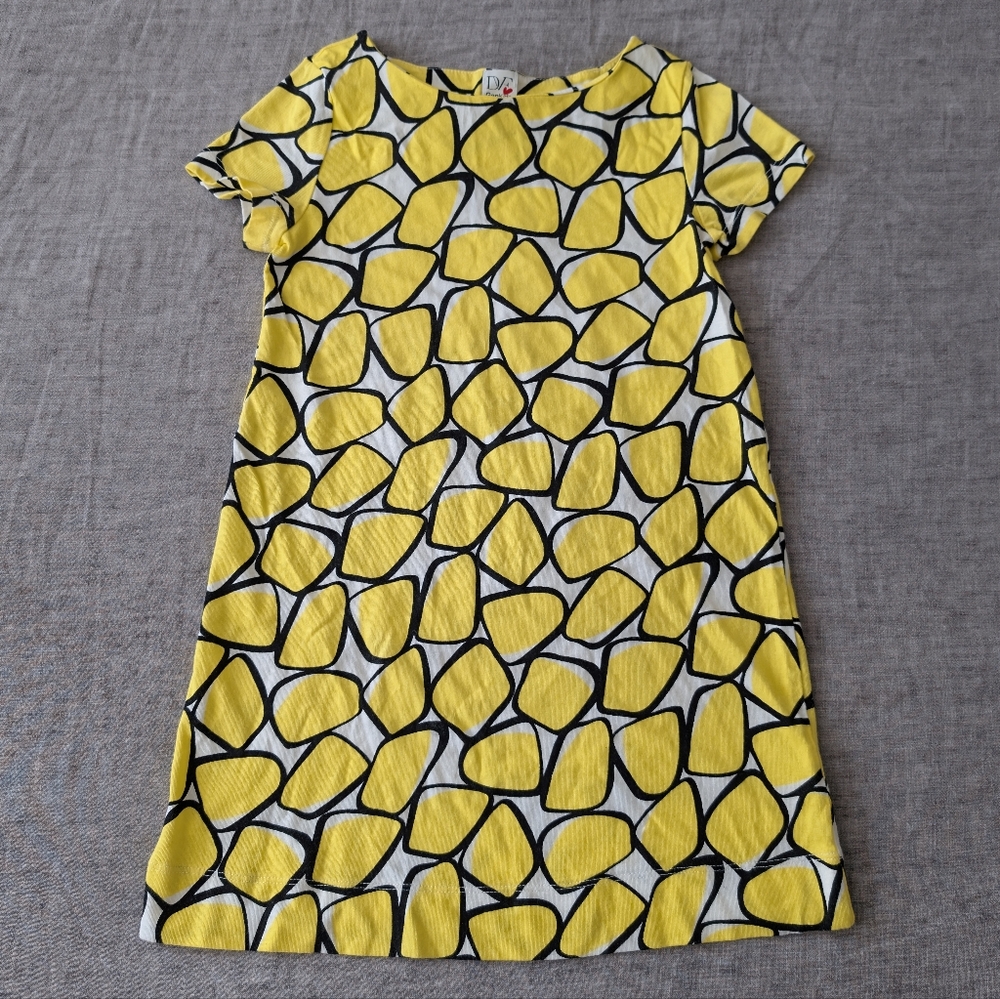 DVF GapKids Pebble Print Short Sleeve T-Shirt Dress Yellow Size Large